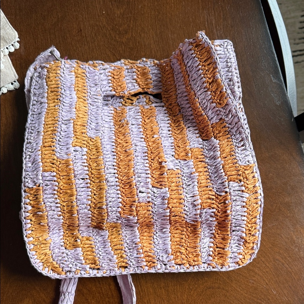 Free People Woven Backpack in Purple and Orange